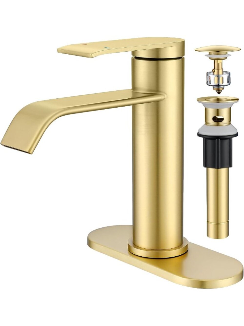 Stylish Brushed Gold Bathroom Faucet with Metal Pop-up Drain - 1 Hole Design
